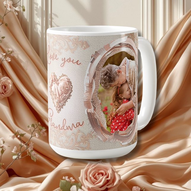 Blush Heirloom Heart Family Photo Keepsake Panel Coffee Mug (Creator Uploaded)