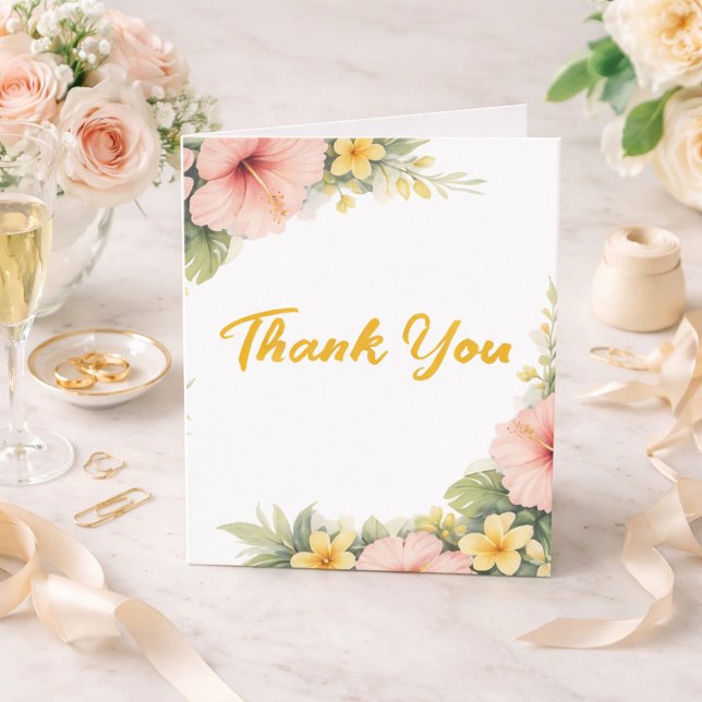 Blush Hibiscus Garden Wedding Thank You Card (Creator Uploaded)