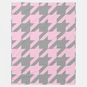 Blush Houndstooth Fleece Blanket