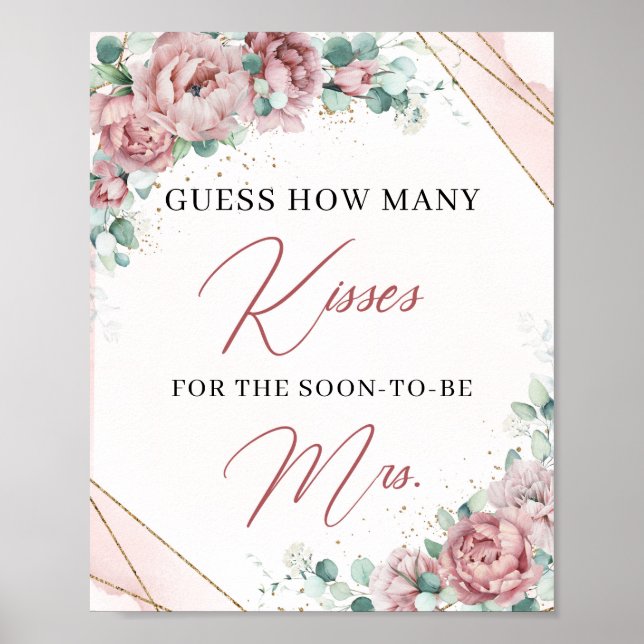 Blush How Many Kisses for the Soon-to-be Mrs Poste Poster (Front)