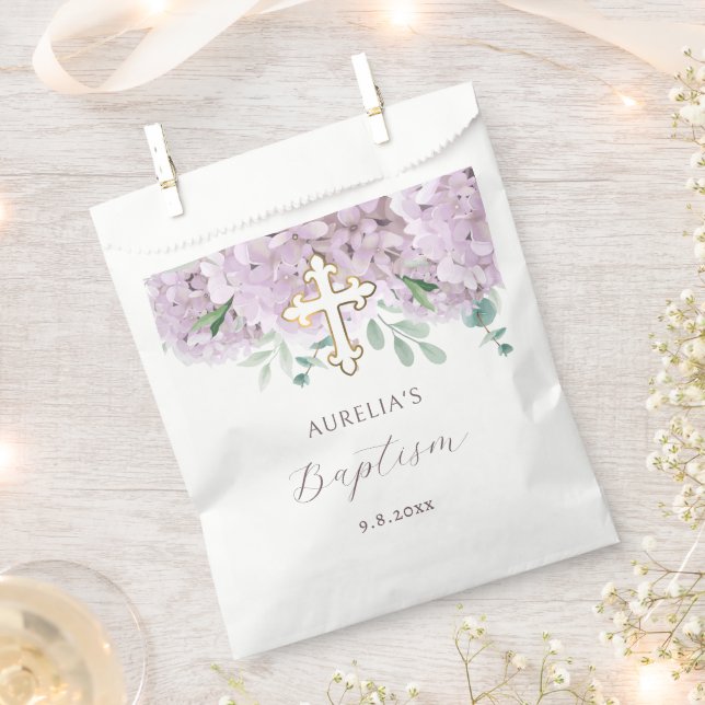 Blush Hydrangea Baptism Favour Bag (Clipped)