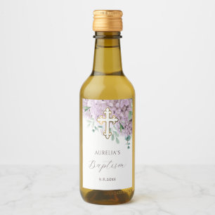 Blush Hydrangea Baptism Wine Label