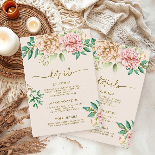 Blush Hydrangea - Détails du Mariage Carte de boît (Créateur téléchargé)