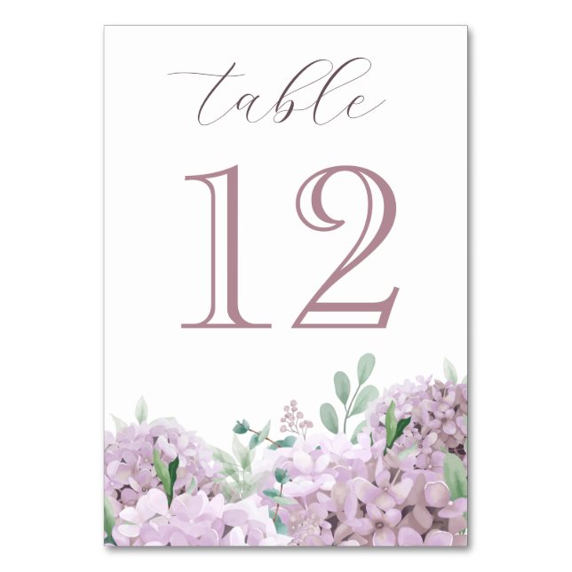 Blush Hydrangea Table Number (Front)