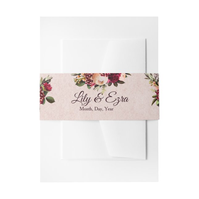 Blush  invitation belly band (Front Example)