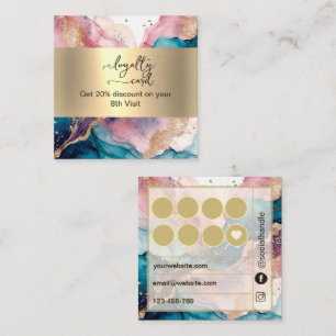 Blush iridescent  Watercolor and Gold Foil  Loyalty Card