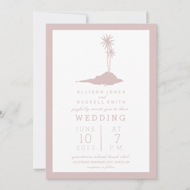 Blush Island Beach Wedding Invitation (Front)