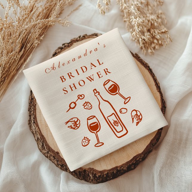 Blush Italian Wine Bridal Shower Napkin (Creator Uploaded)