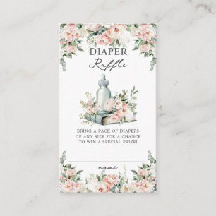 Blush Ivory Floral Books New Chapter Diaper Raffle Enclosure Card