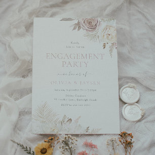 Blush & Ivory Floral Engagement Party Invitation