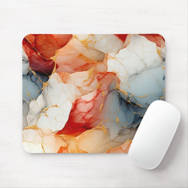 Blush & Ivory Marble with Golden Veins Mouse Pad (With Mouse)