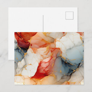 Blush & Ivory Marble with Golden Veins Postcard