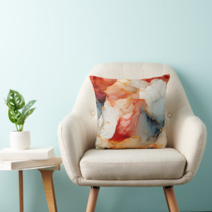 Blush & Ivory Marble with Golden Veins Throw Pillow