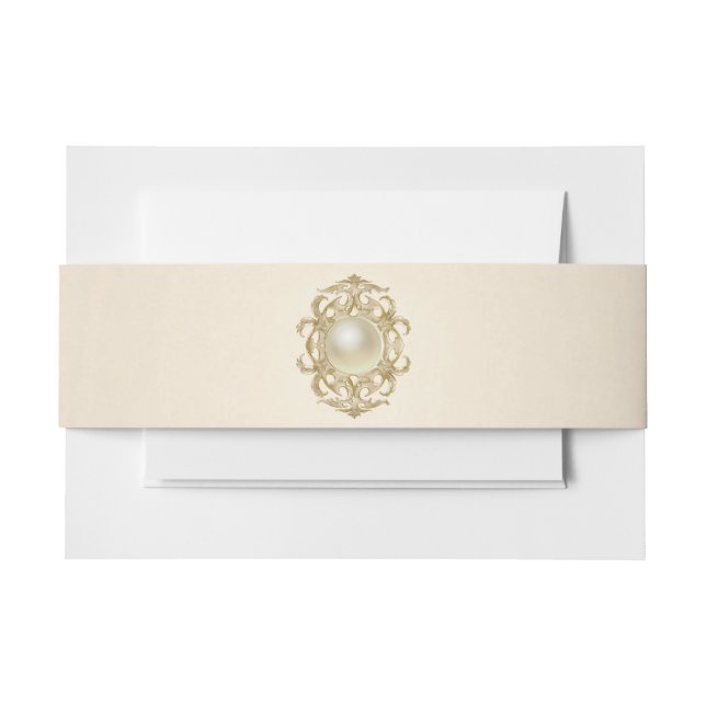 Blush Ivory Satin Invitation Belly Band (Front Example)