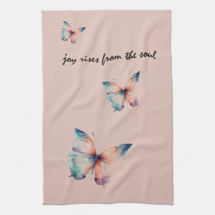 Blush Joy Rises from the Soul Butterfly  Kitchen Towel