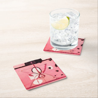 Blush Kilim: Pink Moroccan Heritage Art Square Paper Coaster