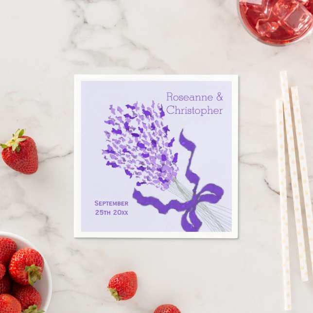 Blush Lavender Design Wedding Napkin (Insitu)