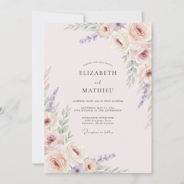 Blush Lavender Painted Wedding Invitation (Front)