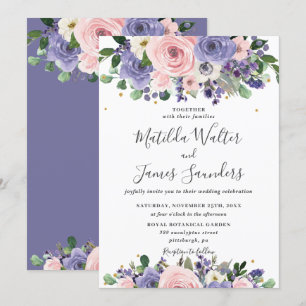 Blush Lavender Purple Floral Greenery Wedding Invitation