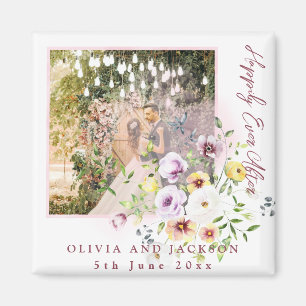 Blush Lavender Purple Floral Happily Ever After  Magnet