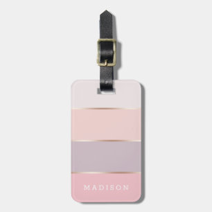 Blush & Lavender Rose Gold Wide Stripes Luggage Tag