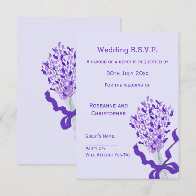 Blush Lavender Wedding RSVP Card (Front/Back)