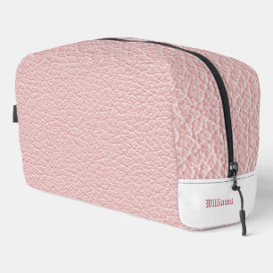 Blush Leather Texture Toiletry Bag