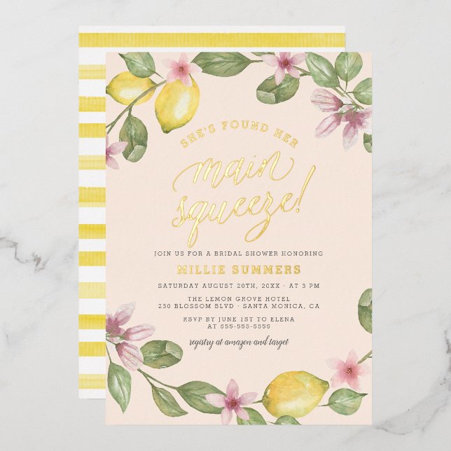 Blush | Lemon Wreath Main Squeeze Bridal Shower (Front/Back)