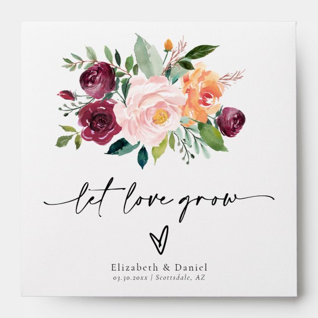 Blush Let Love Grow Boho Wedding Seed Packet  Envelope (Front)