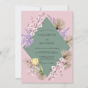 Blush Lilac Tulip Eucalyptus Wedding Invitation