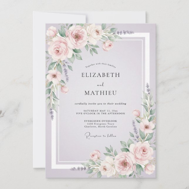 Blush Lilac Vine Wedding Invitation (Front)