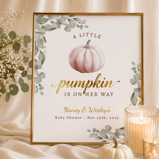 Blush Little Pumpkin Baby Shower Welcome Poster