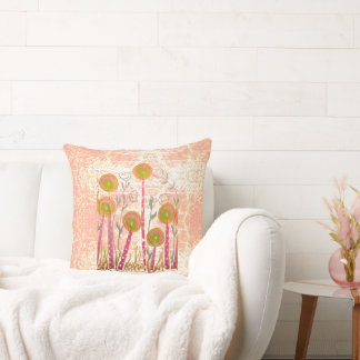 Blush Lollipop Blooms Throw Pillow