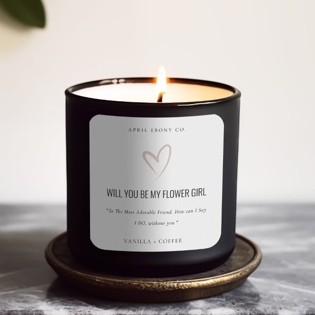 Blush Love Heart Will you be My Flower Girl Gift Square Sticker (Creator Uploaded)
