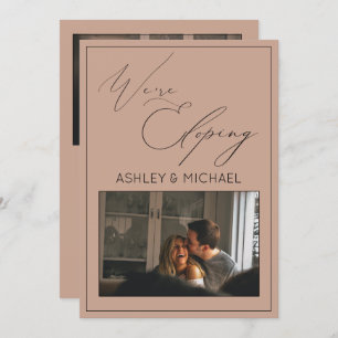 Blush Luxury Calligraphy We're Eloping Reception Invitation