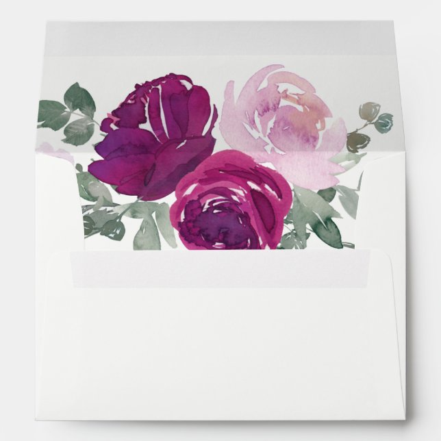Blush Magenta Floral Over Ivory Envelope (Back (Bottom))
