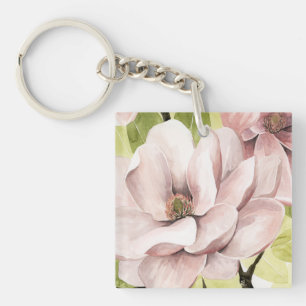 Blush Magnolia Flowers Keychain