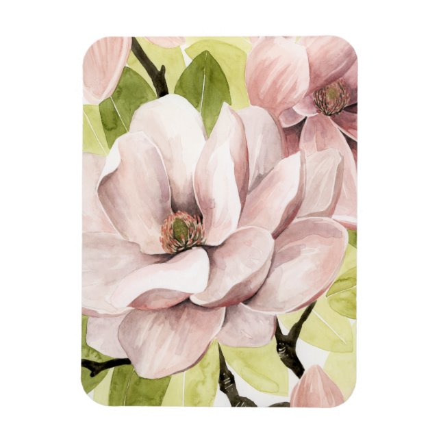 Blush Magnolia Flowers Magnet (Vertical)