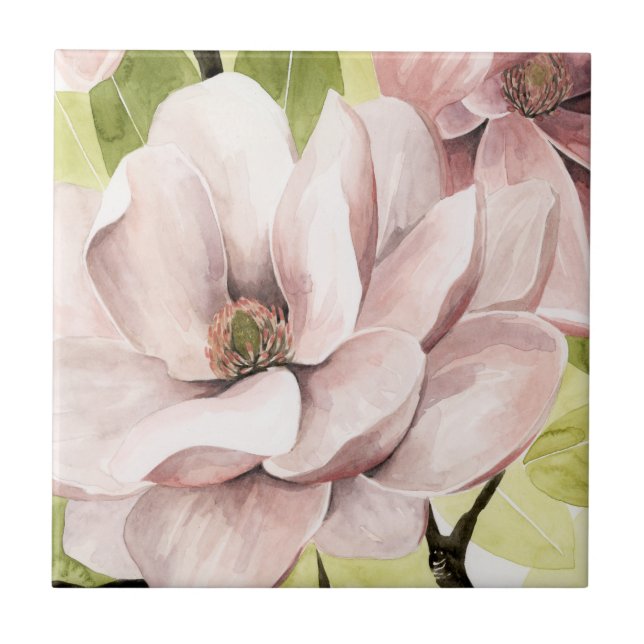 Blush Magnolia Flowers Tile (Front)