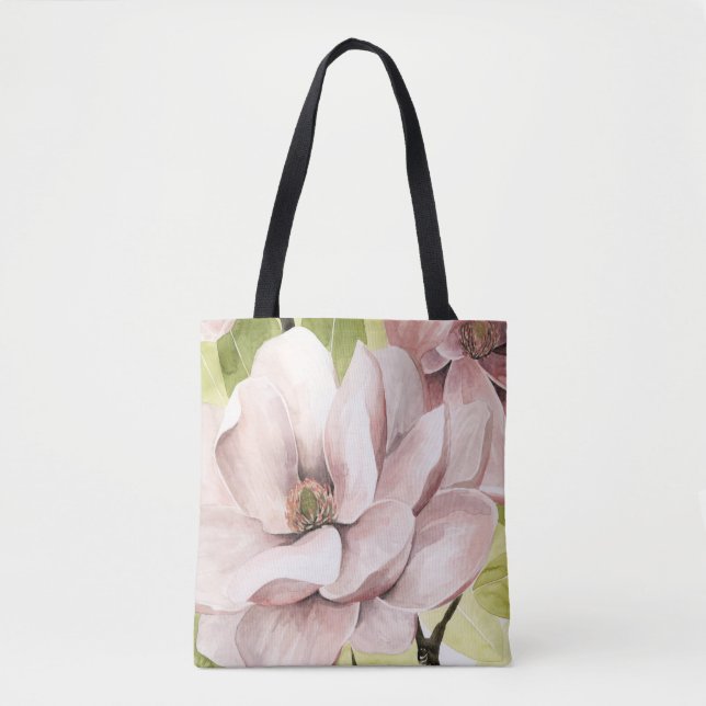 Blush Magnolia Flowers Tote Bag (Front)