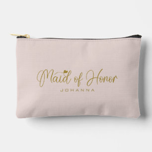 Blush Maid of Honour Script Name Cosmetic Gift Accessory Pouch