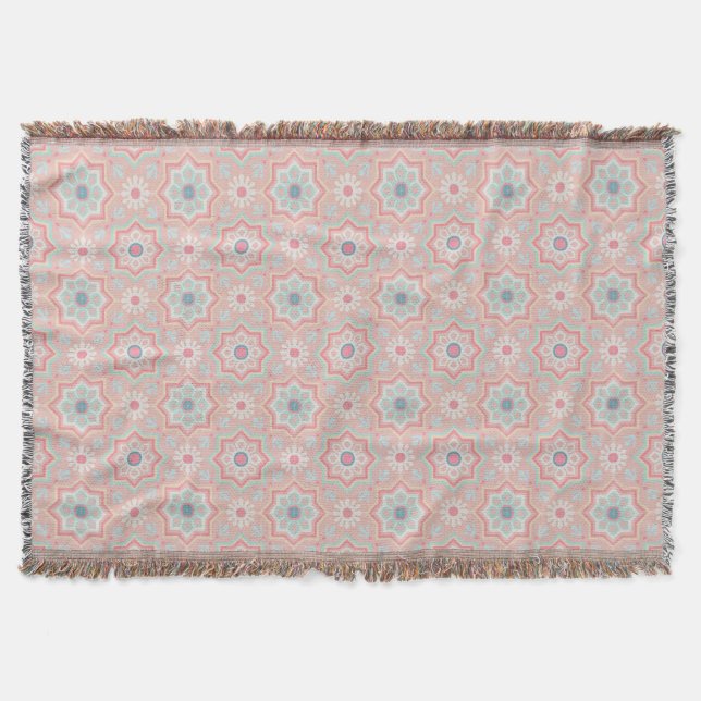 Blush Majesty – Andalusian Moroccan Elegance Throw Blanket (Front)