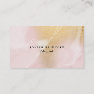 Blush Marble Faux Gold Makeup Artist Business Card