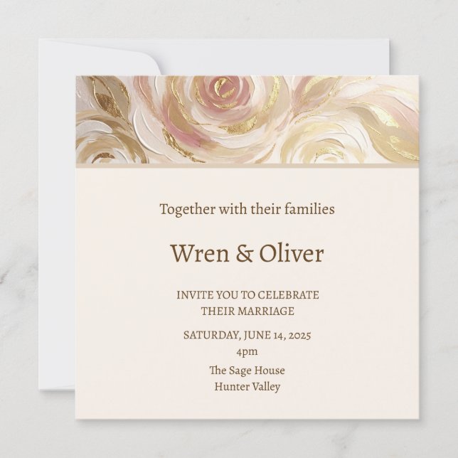 Blush Marble Wedding Invitation (Front)