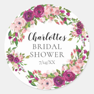 Blush & Marsala  Floral Bridal Shower Classic Round Sticker