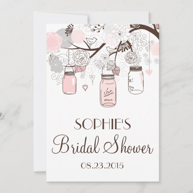 Blush Mason Jars Floral Bridal Show Invitation (Devant)