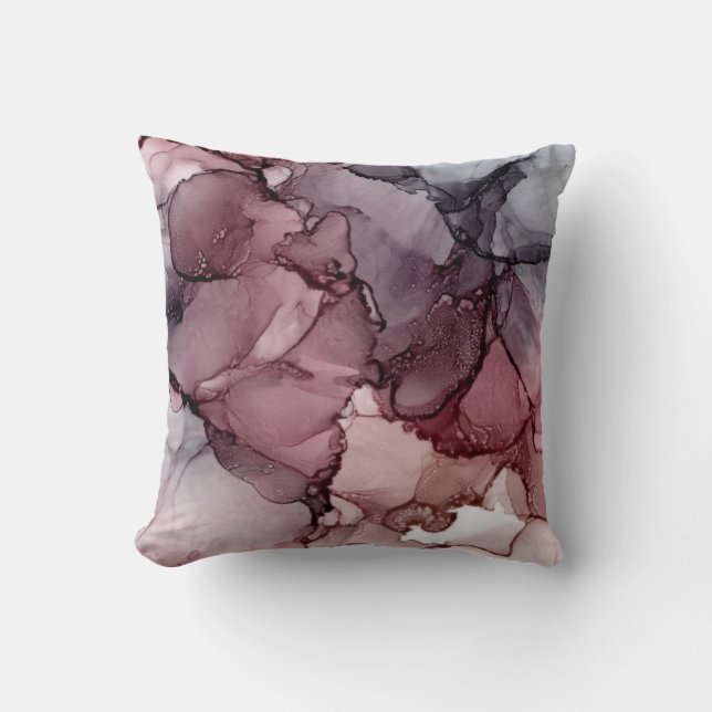 Blush, Mauve, Payne's Grey Abstract Throw Pillow (Front)