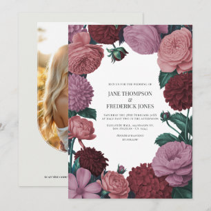 Blush Mauve, Peach Blossom & Rosewood Velvet Invitation