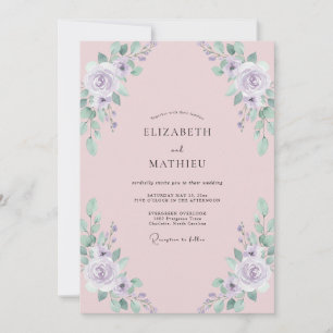 Blush Mauve Peony Wedding Invitation