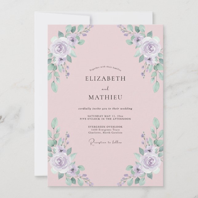 Blush Mauve Peony Wedding Invitation (Front)